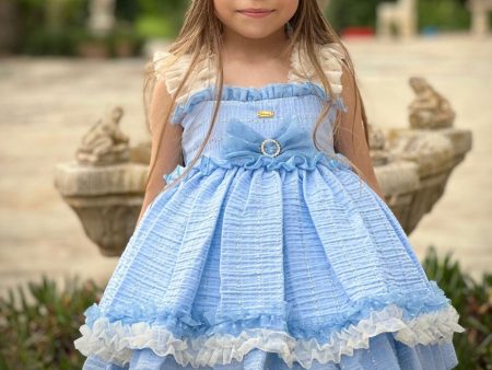 LA AMAPOLA - Helen Puffball Dress - Blue Sale