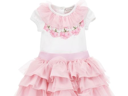 MONNALISA - Rose  Skirt Set & Hairband - Pink For Sale