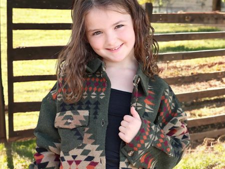 Little Girls Aztec Print Shacket Online Sale