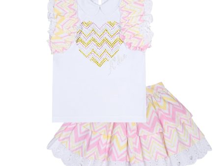 A DEE - Leanne Chic Chevron Skirt Set - White Online