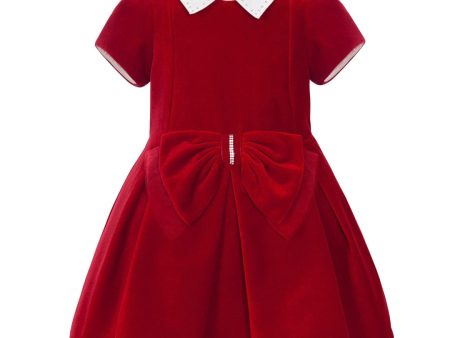 BALLOON CHIC - Velvet Bow Dress - Red Hot on Sale