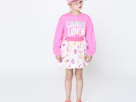 BILLIEBLUSH - Candy Lover Sweatshirt & Skirt Set - Pink Hot on Sale