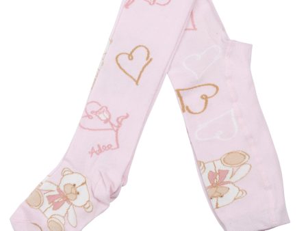 A DEE - Abstract Teddy Serenity Teddy Print Tights - Baby Pink on Sale