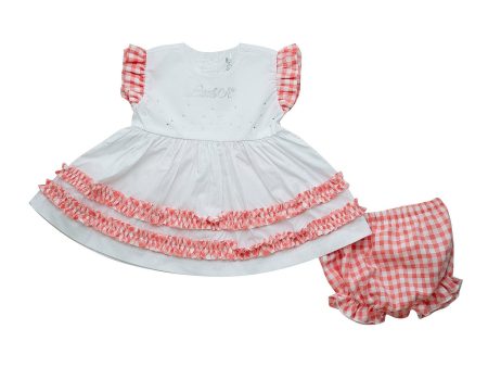 LITTLE A - Heather Pretty Polka Check Dress - White For Cheap