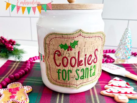 Cookies For Santa Jar band (3 sizes included) machine embroidery design DIGITAL DOWNLOAD Online now