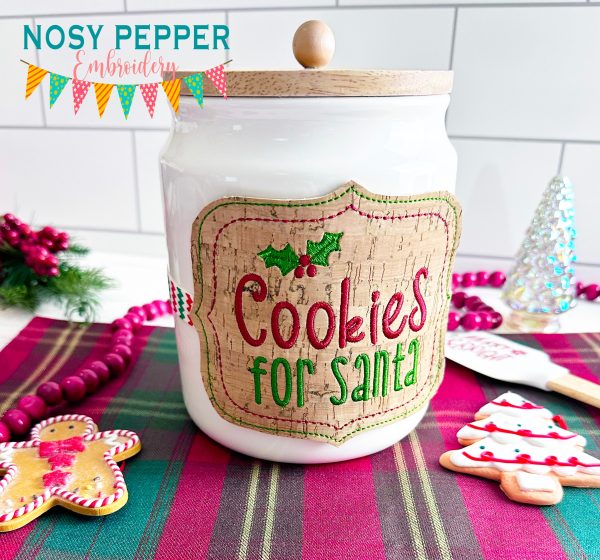 Cookies For Santa Jar band (3 sizes included) machine embroidery design DIGITAL DOWNLOAD Online now