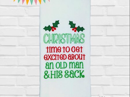 Christmas Time To Get Excited About An Old Man machine embroidery design (4 sizes included) DIGITAL DOWNLOAD Online