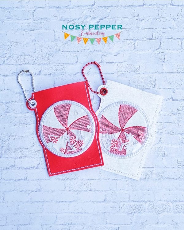 Peppermint applique shaker card case machine embroidery design (2 versions included) DIGITAL DOWNLOAD Fashion