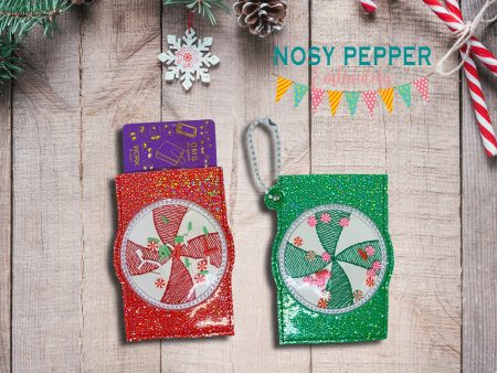 Peppermint applique shaker card case machine embroidery design (2 versions included) DIGITAL DOWNLOAD Fashion