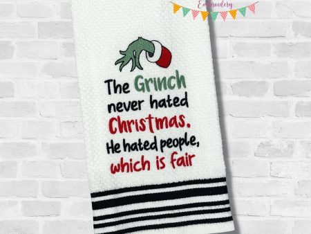 The Grinch Never Hated Christmas machine embroidery design (4 sizes included) DIGITAL DOWNLOAD Fashion