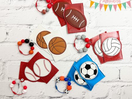 Sports applique card holder set (5 designs in 2 options included) machine embroidery design DIGITAL DOWNLOAD For Cheap