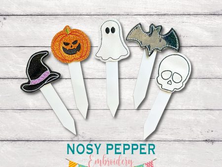 Spooky Plant Marker Set of 5 machine embroidery designs (multi file included) DIGITAL DOWNLOAD Cheap