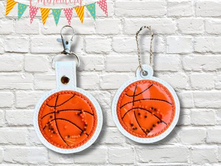 Basketball Applique Shaker snap tab and eyelet fob machine embroidery file (single and multi files included) DIGITAL DOWNLOAD For Cheap