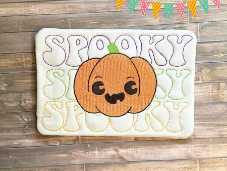 Spooky Pumpkin mug rug machine embroidery design (4 sizes and 2 versions included) DIGITAL DOWNLOAD Online