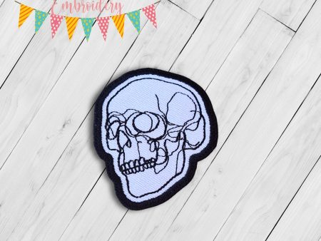 Skull Line patch machine embroidery design (2 sizes included) DIGITAL DOWNLOAD Hot on Sale