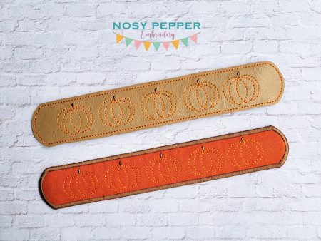 Pumpkin slap bracelet machine embroidery file 6x10 hoop (single and multi files, and fabric and vinyl styles included) DIGITAL DOWNLOAD For Sale