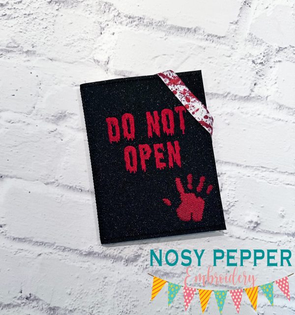 Do Not Open Notebook Cover (2 sizes available) machine embroidery design DIGITAL DOWNLOAD on Sale