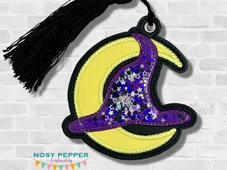 Moon Witch applique shaker bookmark bag tag ornament machine embroidery file DIGITAL DOWNLOAD Online