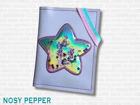 Star applique shaker Notebook Cover (2 sizes available) machine embroidery design DIGITAL DOWNLOAD For Sale