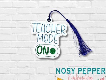 Teacher Mode bookmark bag tag ornament machine embroidery file DIGITAL DOWNLOAD Supply