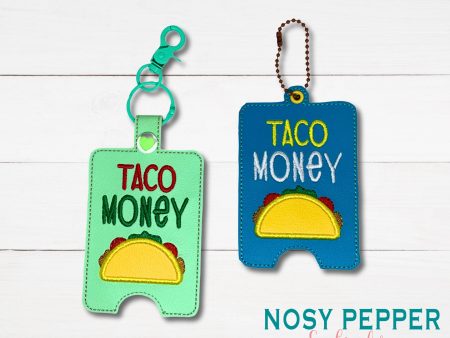 Taco Money applique lanyard card case machine embroidery design (eyelet and snap tab designs included) DIGITAL DOWNLOAD Fashion