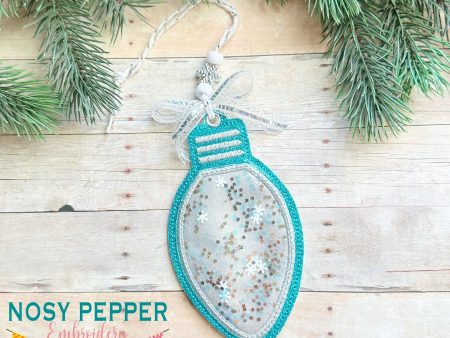 Christmas Bulb applique shaker ornament bookmark bag tag machine embroidery file DIGITAL DOWNLOAD on Sale