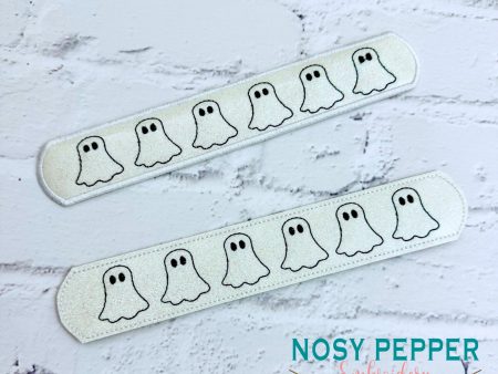 Ghost slap bracelet machine embroidery file 6x10 hoop (single and multi files, and fabric and vinyl styles included) DIGITAL DOWNLOAD For Discount