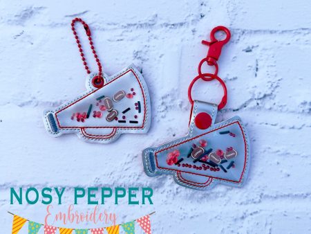 Cheer Shaker snap tab and eyelet fob machine embroidery file (single and multi files included) DIGITAL DOWNLOAD Online now