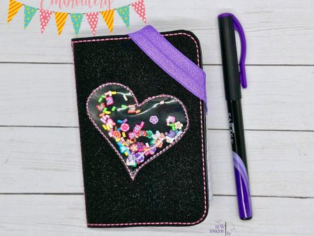 Heart Shaker notebook cover machine embroidery design (2 sizes available) DIGITAL DOWNLOAD Online now