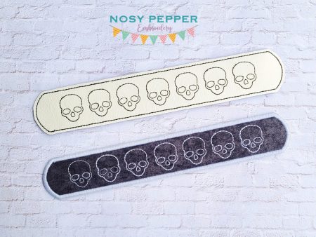 Skull slap bracelet machine embroidery file 6x10 hoop (single and multi files, and fabric and vinyl styles included) DIGITAL DOWNLOAD Discount