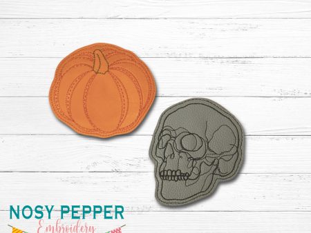 Skull & Pumpkin coaster set of 2 designs machine embroidery design DIGITAL DOWNLOAD Online Hot Sale