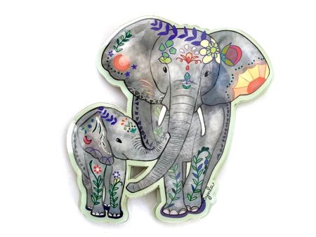 Floral Elephants Vinyl Sticker Online Sale