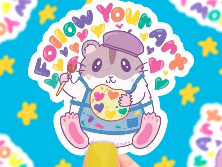 Follow Your Art Hamster Vinyl Sticker For Discount