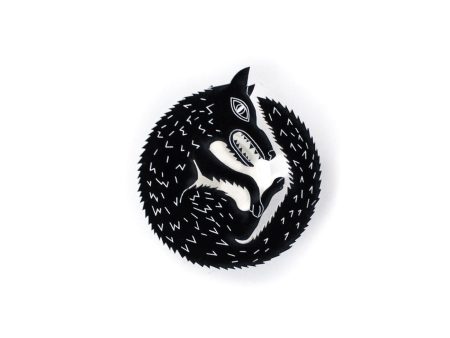 Black Wolf Large Acrylic Pin on Sale