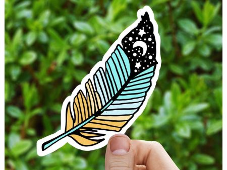 Galaxy Feather Vinyl Sticker Fashion