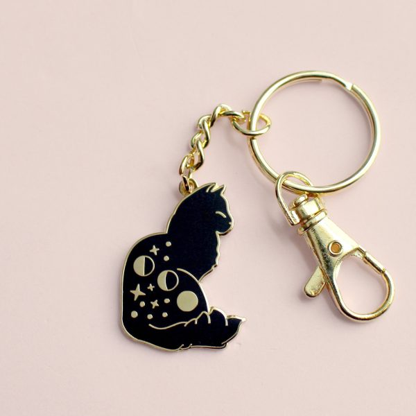 Celestial Cat Enamel Keychain Fashion