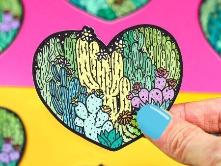 Cactus Heart Vinyl Sticker Online now