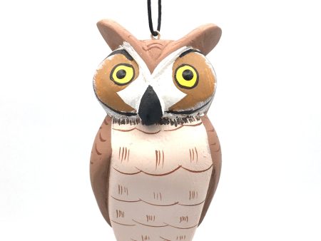 Hand-Carved Great Horned Owl Ornament Online Sale