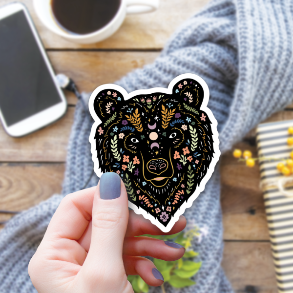 Magical Boho Bear Face Vinyl Sticker Discount