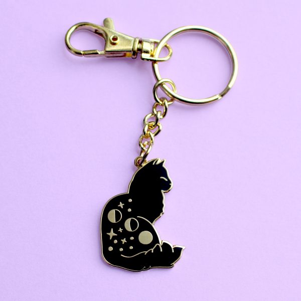 Celestial Cat Enamel Keychain Fashion