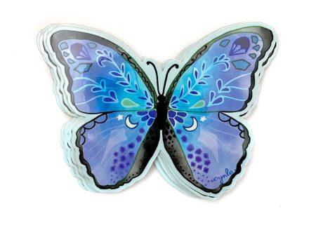 Blue Morpho Butterfly Vinyl Sticker Online now