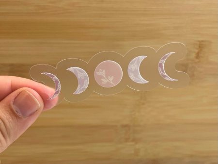 Floral Moon Phase Clear Vinyl Sticker Online Hot Sale