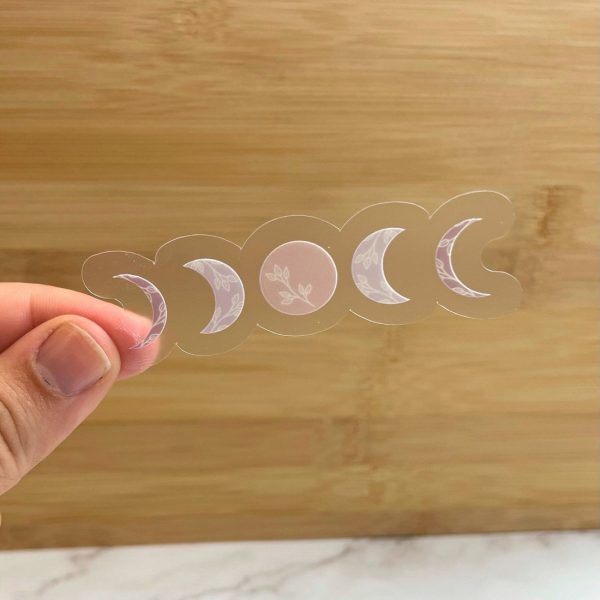 Floral Moon Phase Clear Vinyl Sticker Online Hot Sale