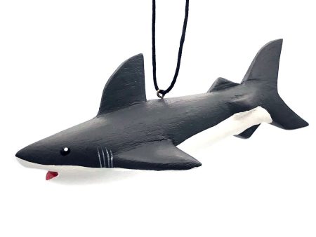 Hand-Carved Great White Shark Ornament on Sale